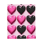 Pink and Black Hearts Soft Blanket