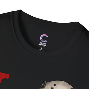Halloween Horror Unisex T-Shirt with Dripping Blood and Hockey Mask Design