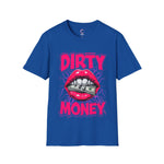 Dirty Money Theme Unisex T-Shirt with Lips Holding Money Design