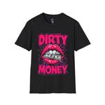 Dirty Money Theme Unisex T-Shirt with Lips Holding Money Design