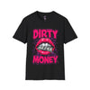Dirty Money Theme Unisex T-Shirt with Lips Holding Money Design