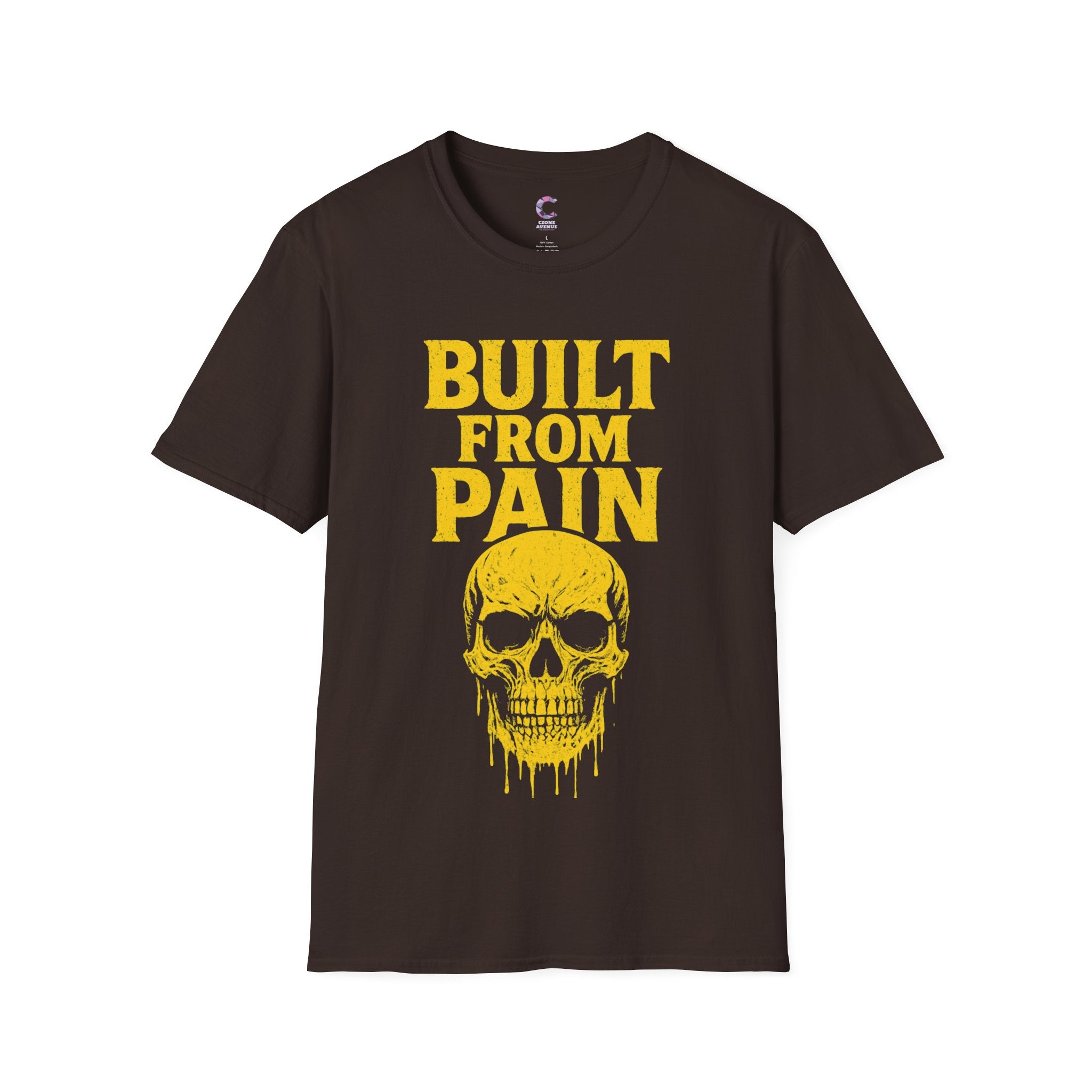 Graphic Tee Shirt with 'Built with Pain' Design