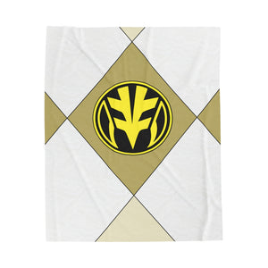 White Ranger Themed Velveteen Soft Blanket