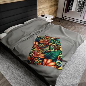 Flowers and Vines Velveteen Soft Blanket