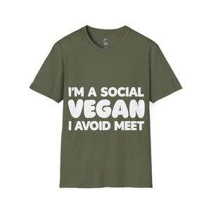 I'm a social vegan I avoid meet Anti-Social T-Shirt