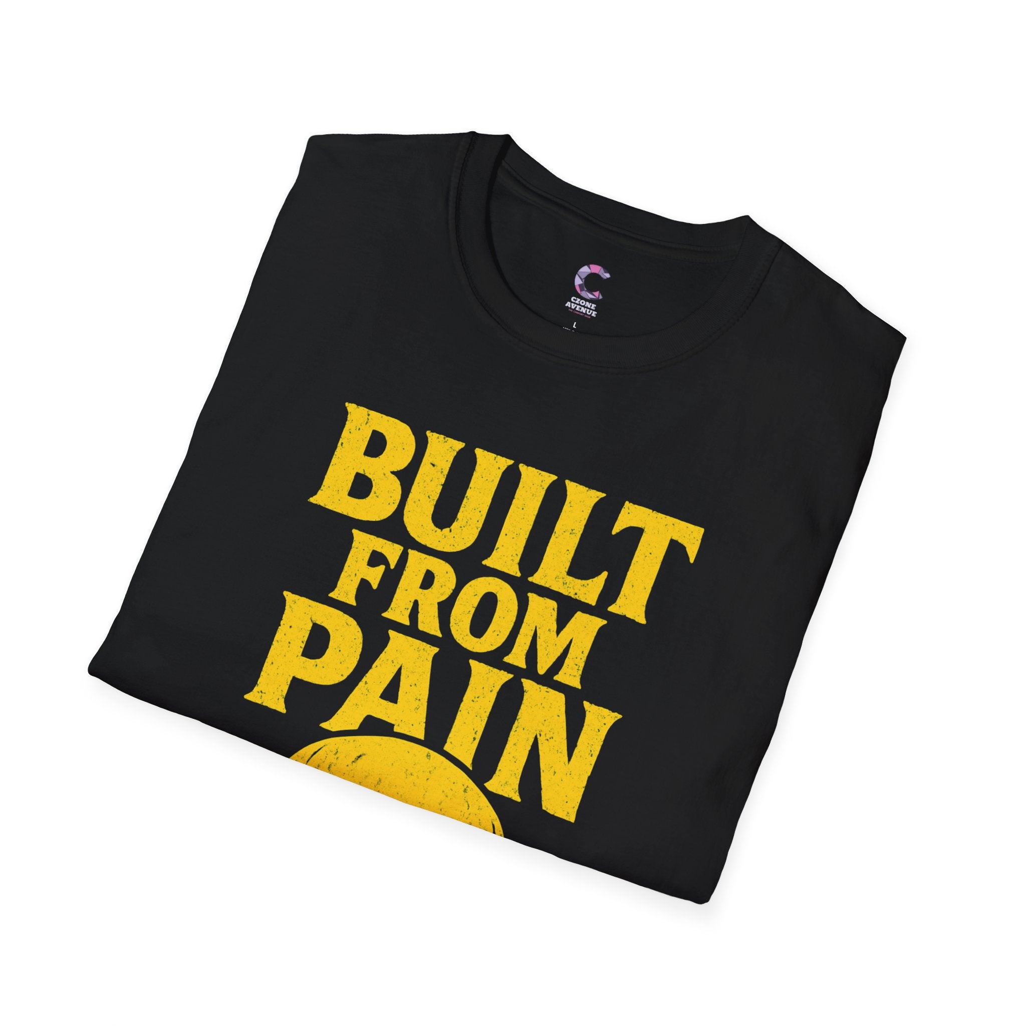 Graphic Tee Shirt with 'Built with Pain' Design