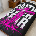 Faith Over Fear Velveteen Plush Blanket — Cozy Inspirational Throw