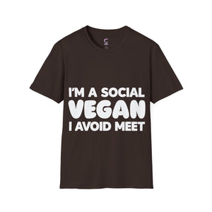I'm a social vegan I avoid meet Anti-Social T-Shirt