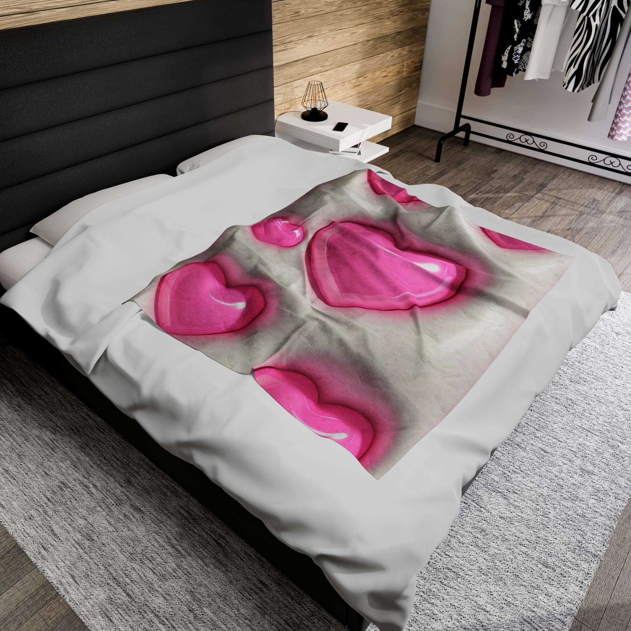 Big Pink Hearts Soft Blanket