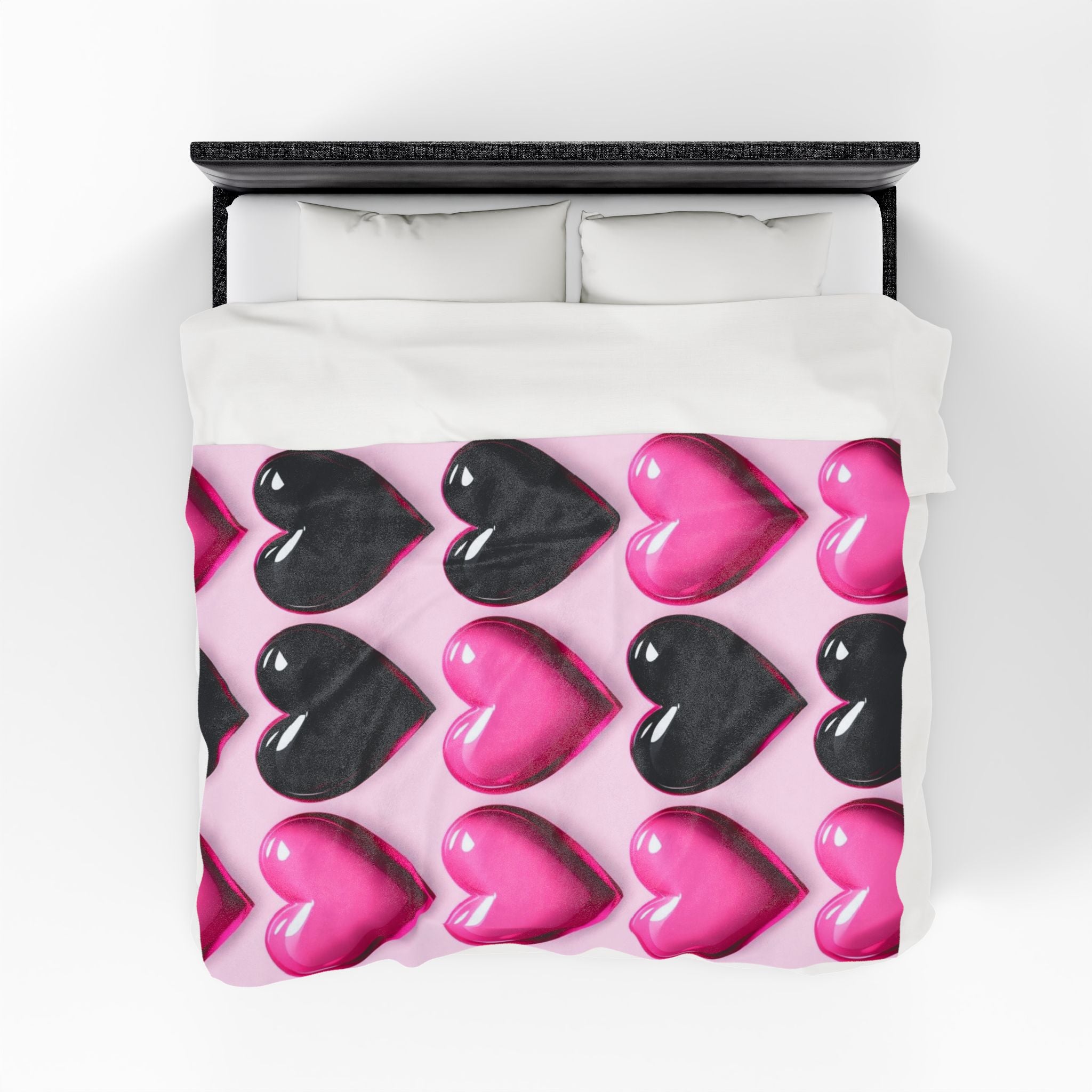 Pink and Black Hearts Soft Blanket