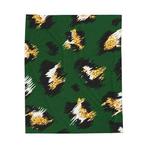 Green and Gold Print Soft Blanket