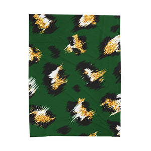 Green and Gold Print Soft Blanket