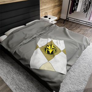 White Ranger Themed Velveteen Soft Blanket