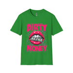 Dirty Money Theme Unisex T-Shirt with Lips Holding Money Design