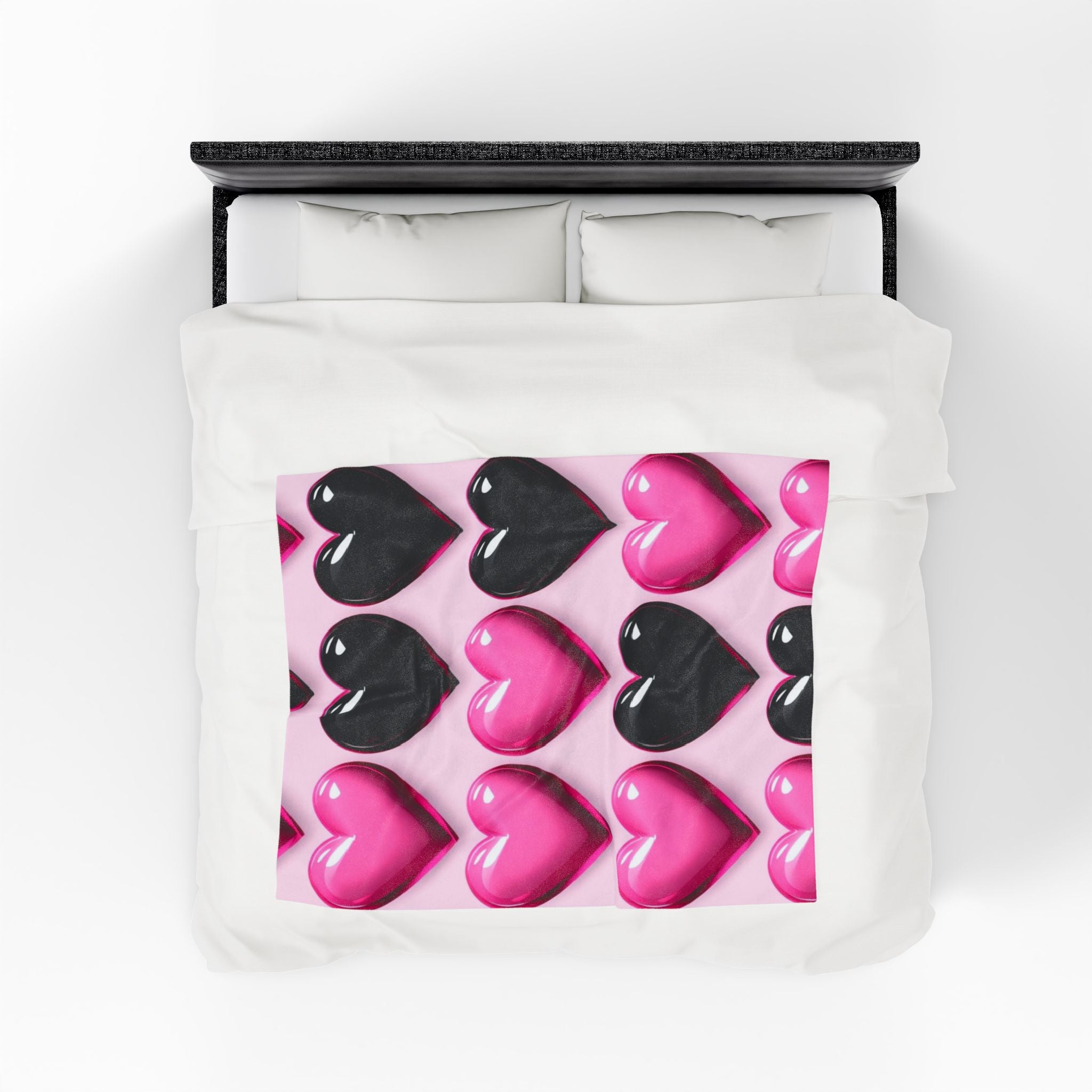 Pink and Black Hearts Soft Blanket