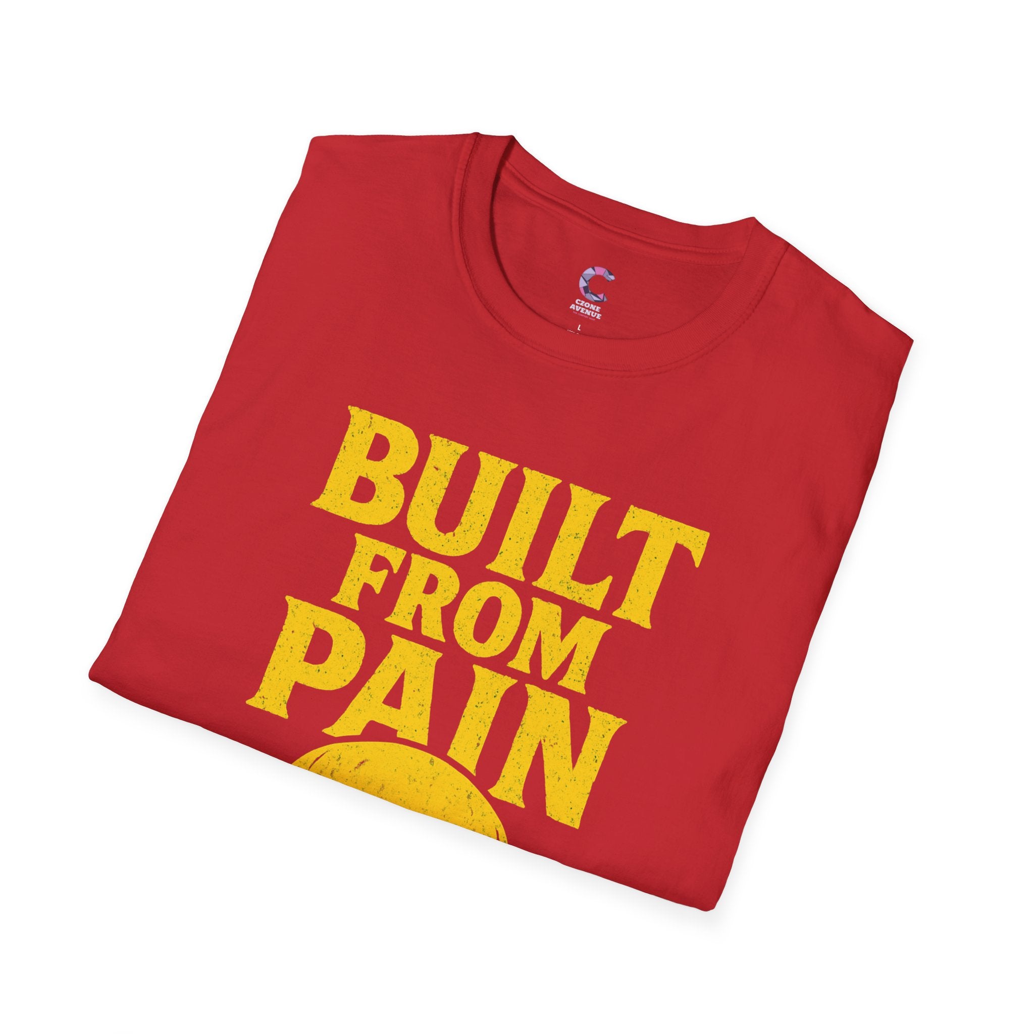 Graphic Tee Shirt with 'Built with Pain' Design