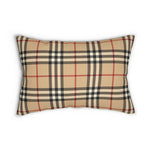 Brown Plaid Polyester Pillow