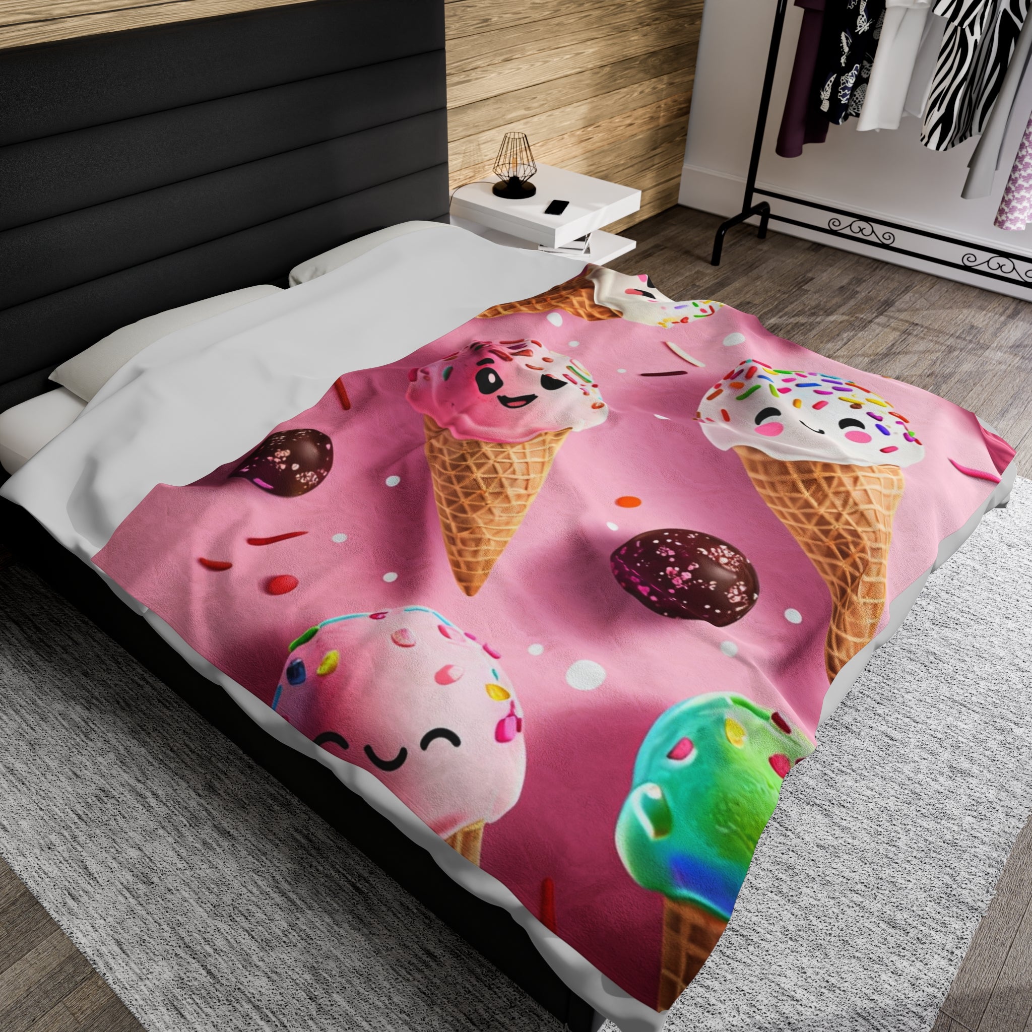 Ice Cream Themed Soft Blanket