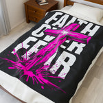 Faith Over Fear Velveteen Plush Blanket — Cozy Inspirational Throw