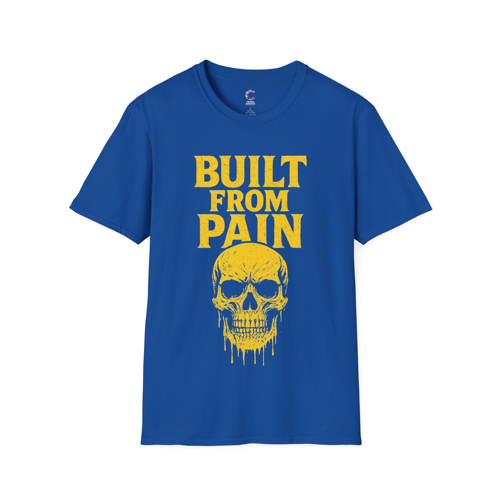 Graphic Tee Shirt with 'Built with Pain' Design