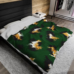 Green and Gold Print Soft Blanket