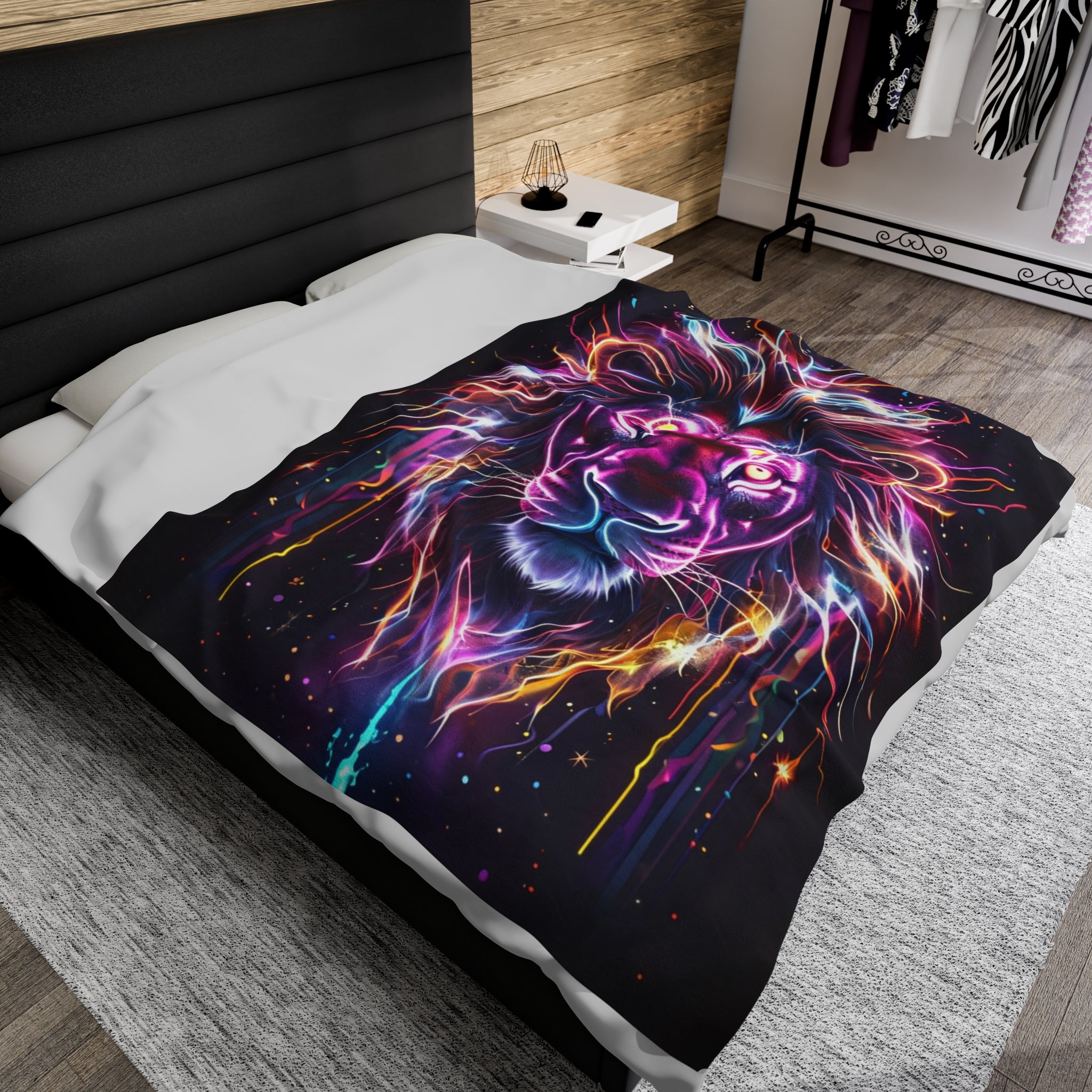 Neon Lion Soft Blanket