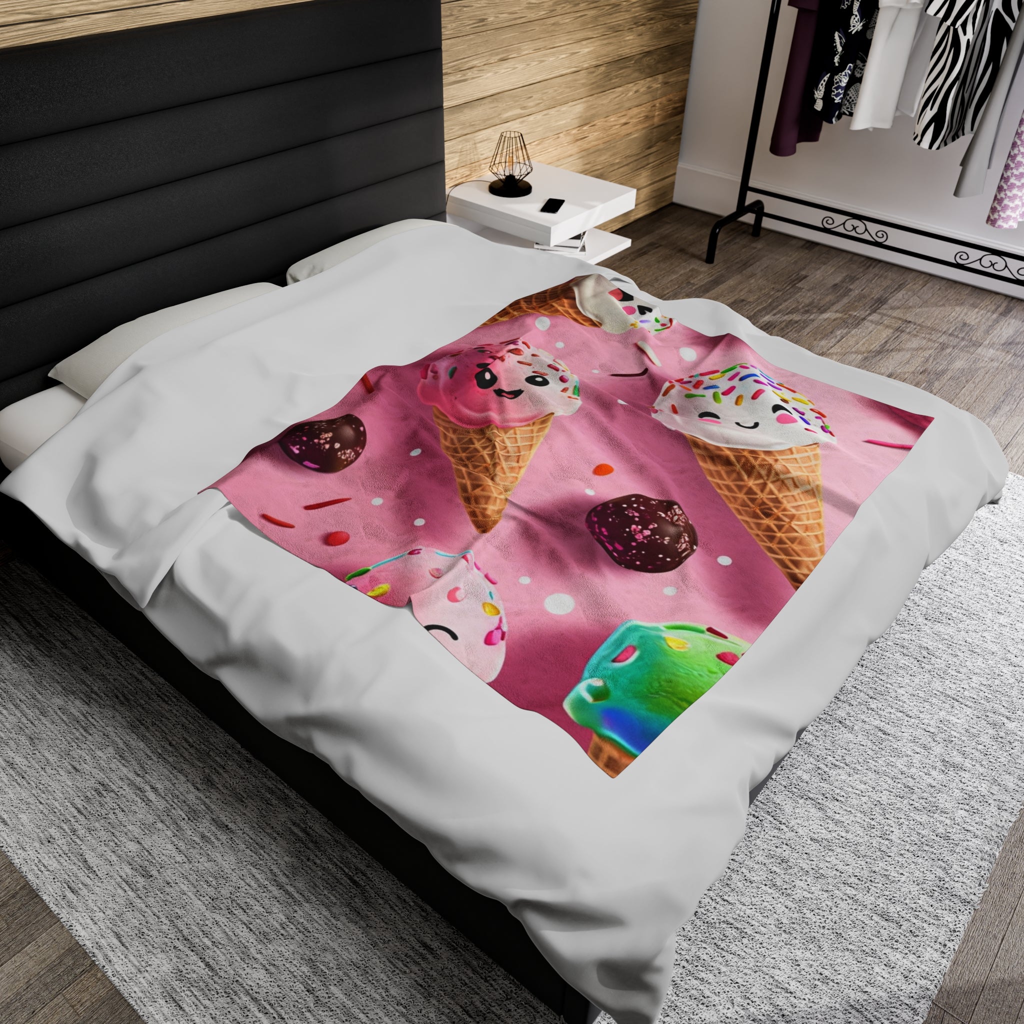 Ice Cream Themed Soft Blanket