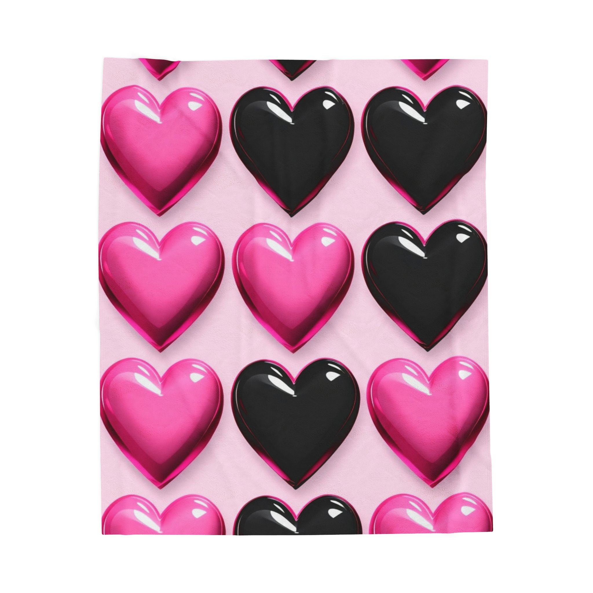 Pink and Black Hearts Soft Blanket