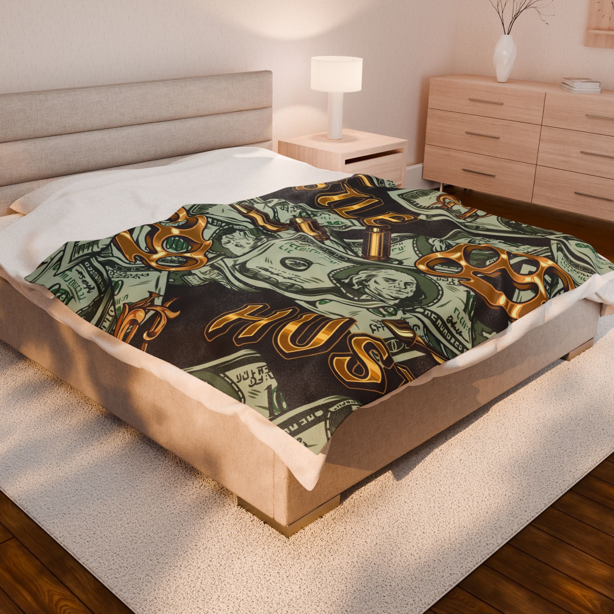 Plush Blanket - Hustle with Money Design