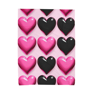 Pink and Black Hearts Soft Blanket