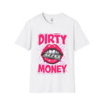 Dirty Money Theme Unisex T-Shirt with Lips Holding Money Design
