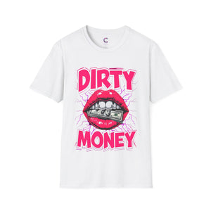 Dirty Money Theme Unisex T-Shirt with Lips Holding Money Design