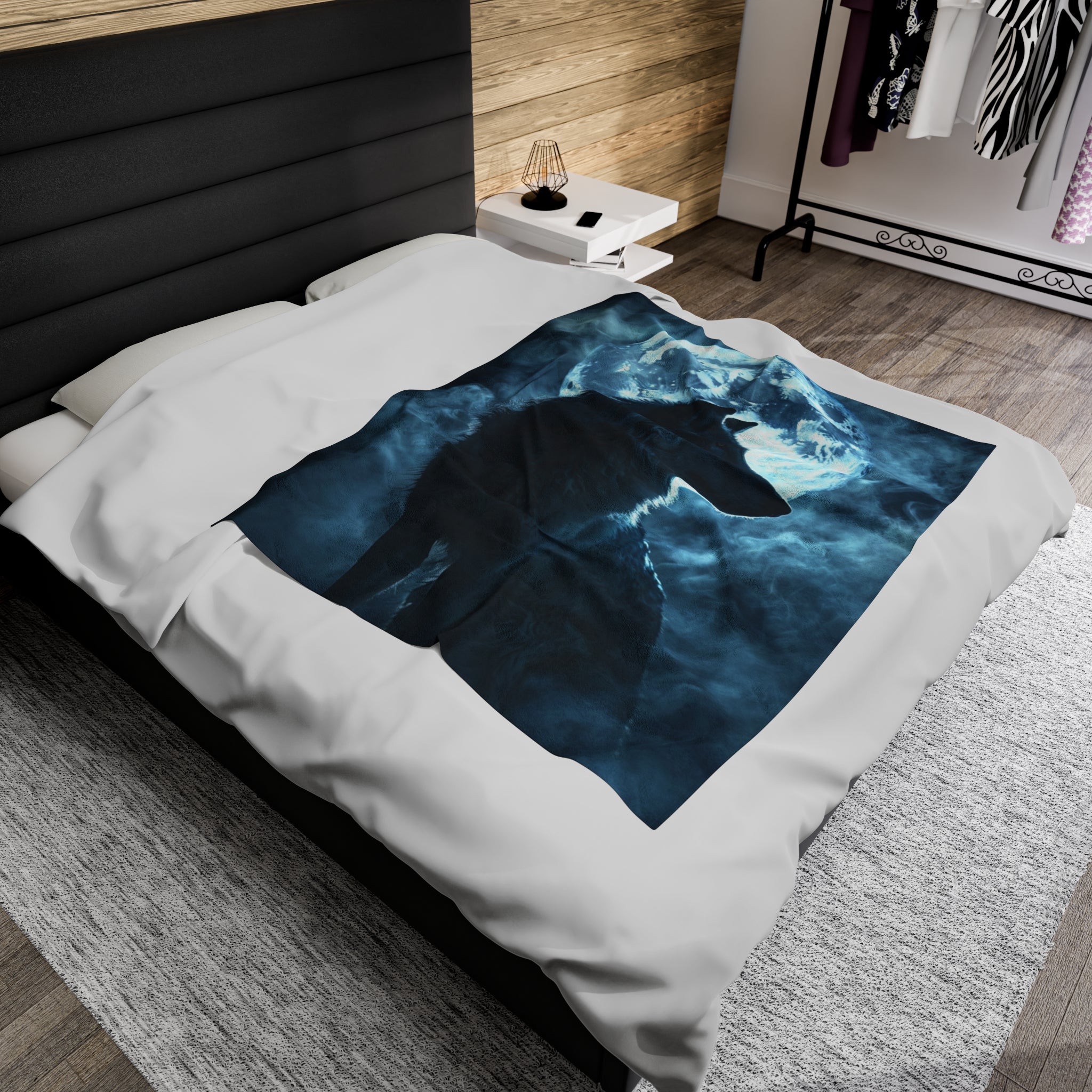 The Wolf & Full Moon Soft Blanket