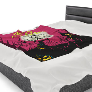 Happy Halloween Themed Velveteen Soft Blanket