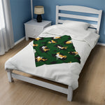 Green and Gold Print Soft Blanket