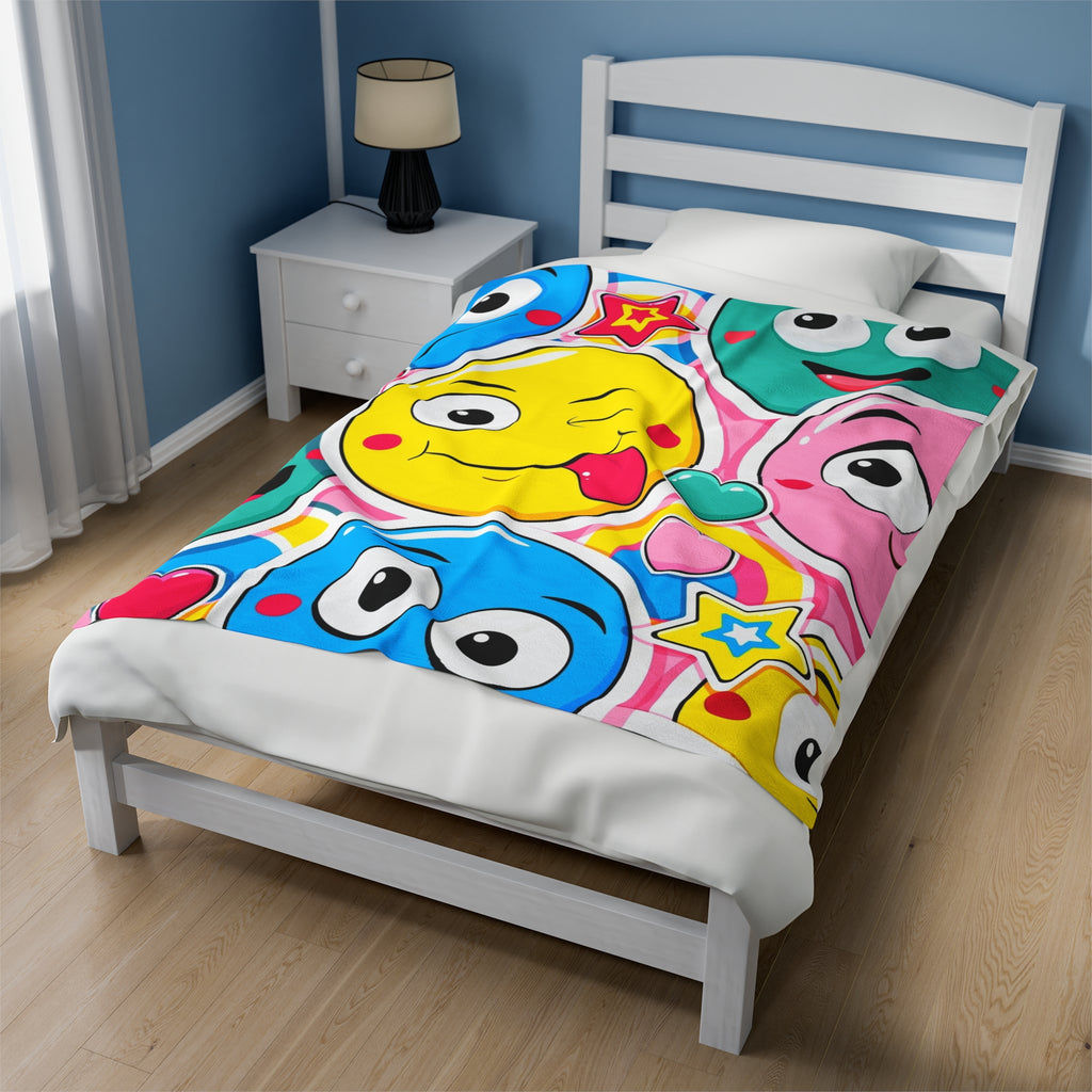 Colorful Funny Faces Soft Blanket