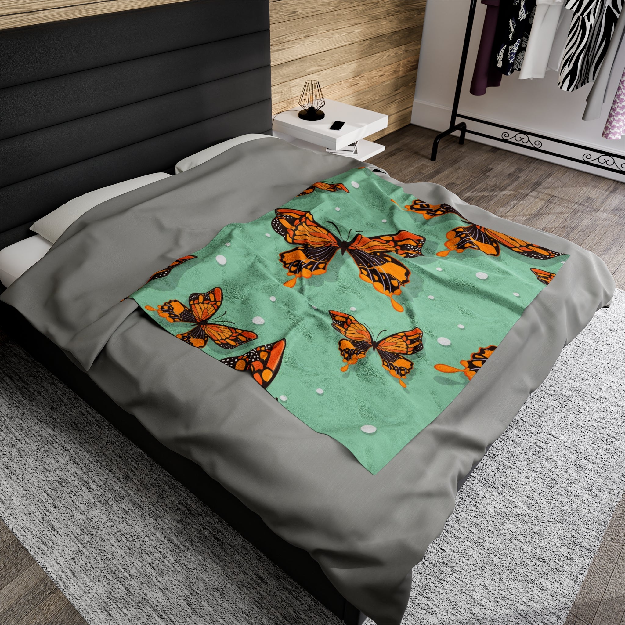 Flying Butterflies Velveteen Soft Blanket