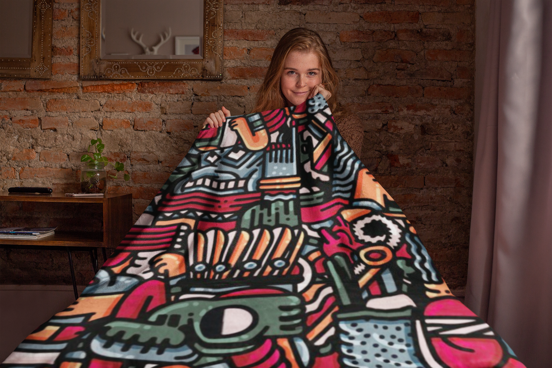 Aztec Themed Velveteen Soft Blanket