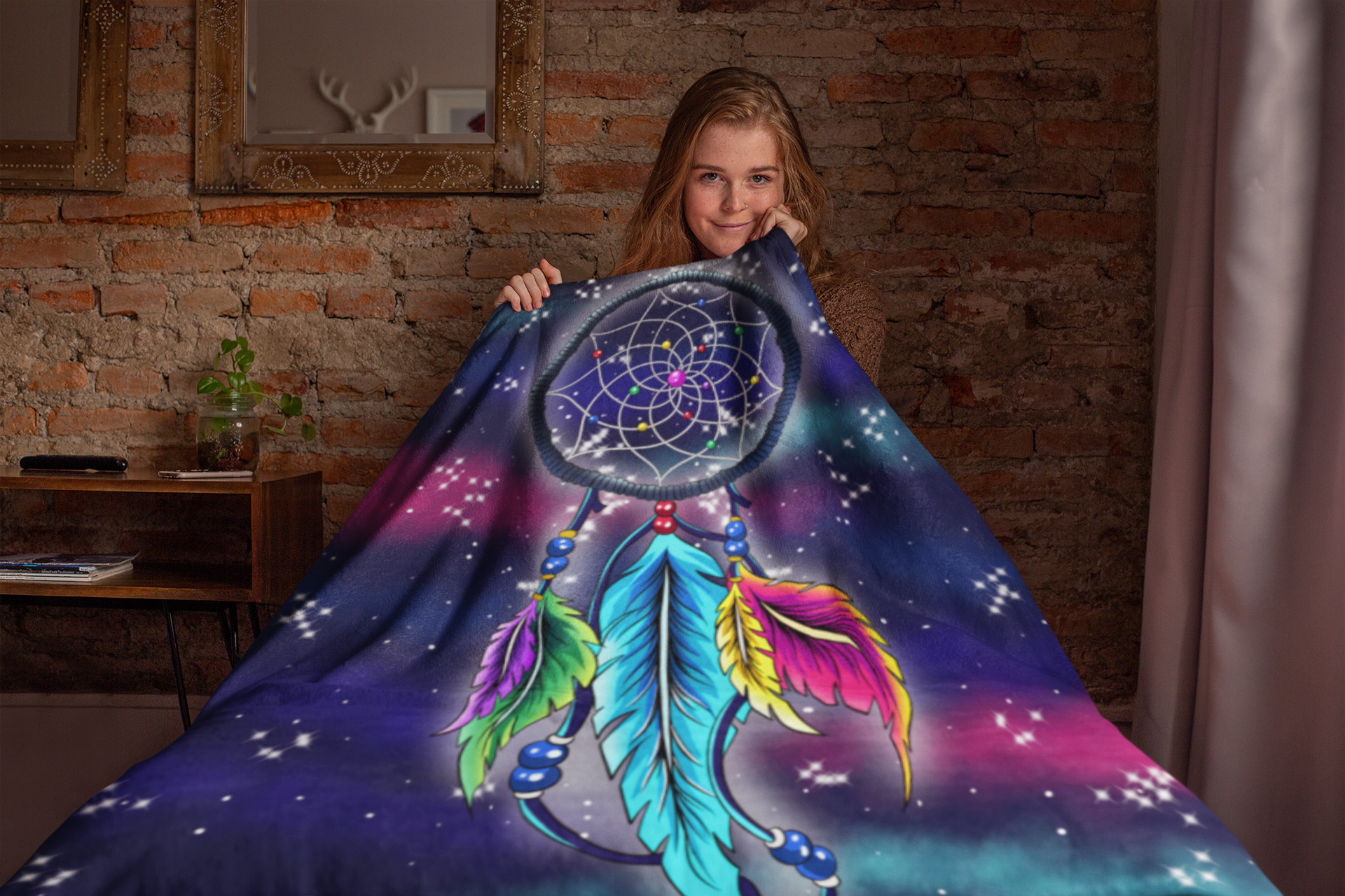 Dream Catcher Themed Velveteen Soft Blanket