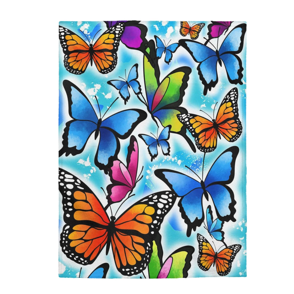 Butterflies Themed Velveteen Soft Blanket