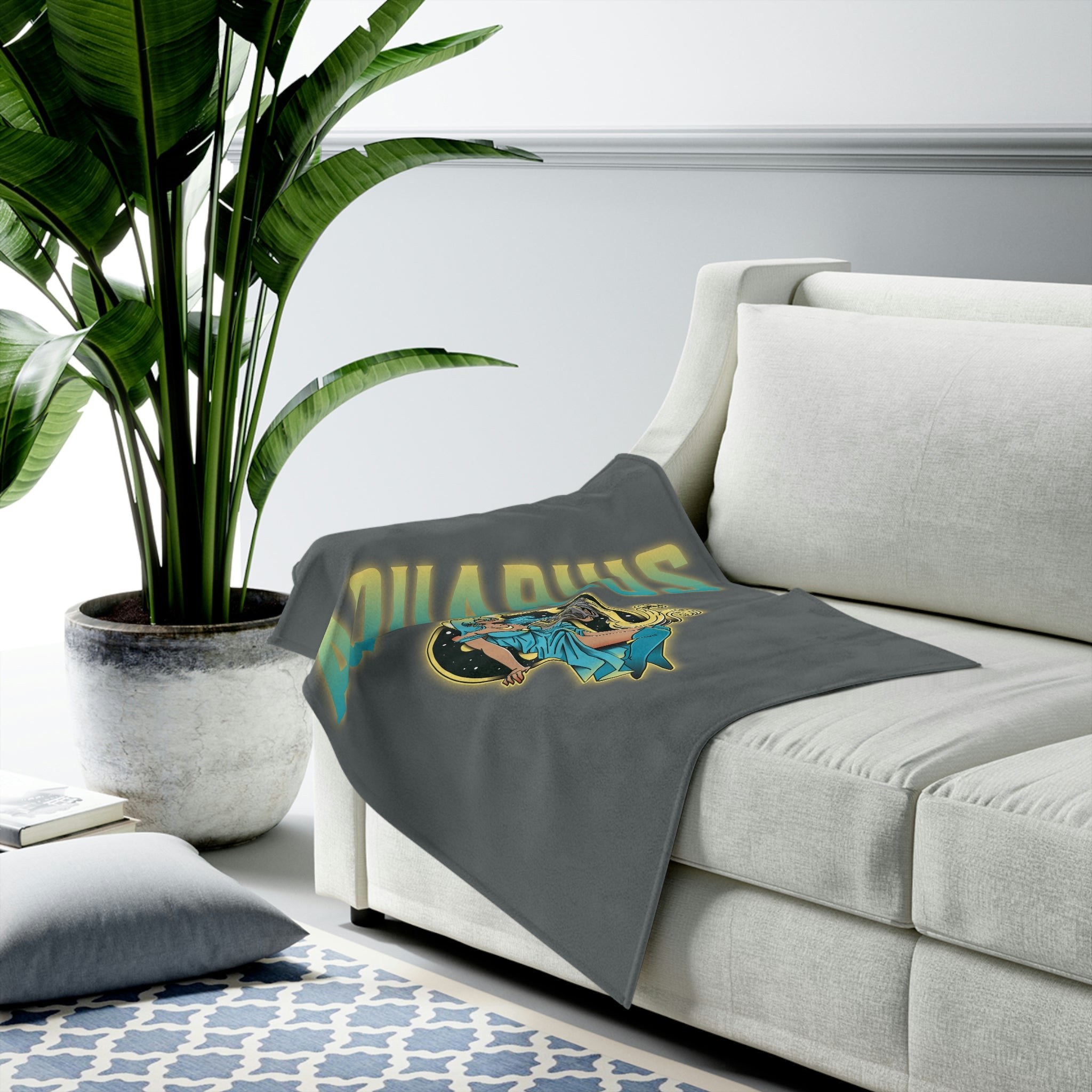 Aquarius Themed Velveteen Soft Blanket