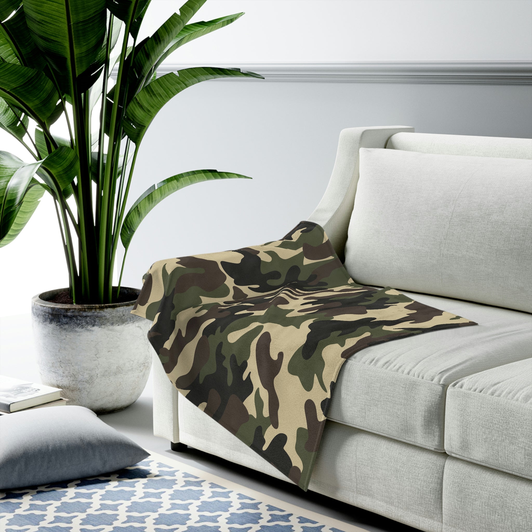 Camouflage Themed Velveteen Soft Blanket