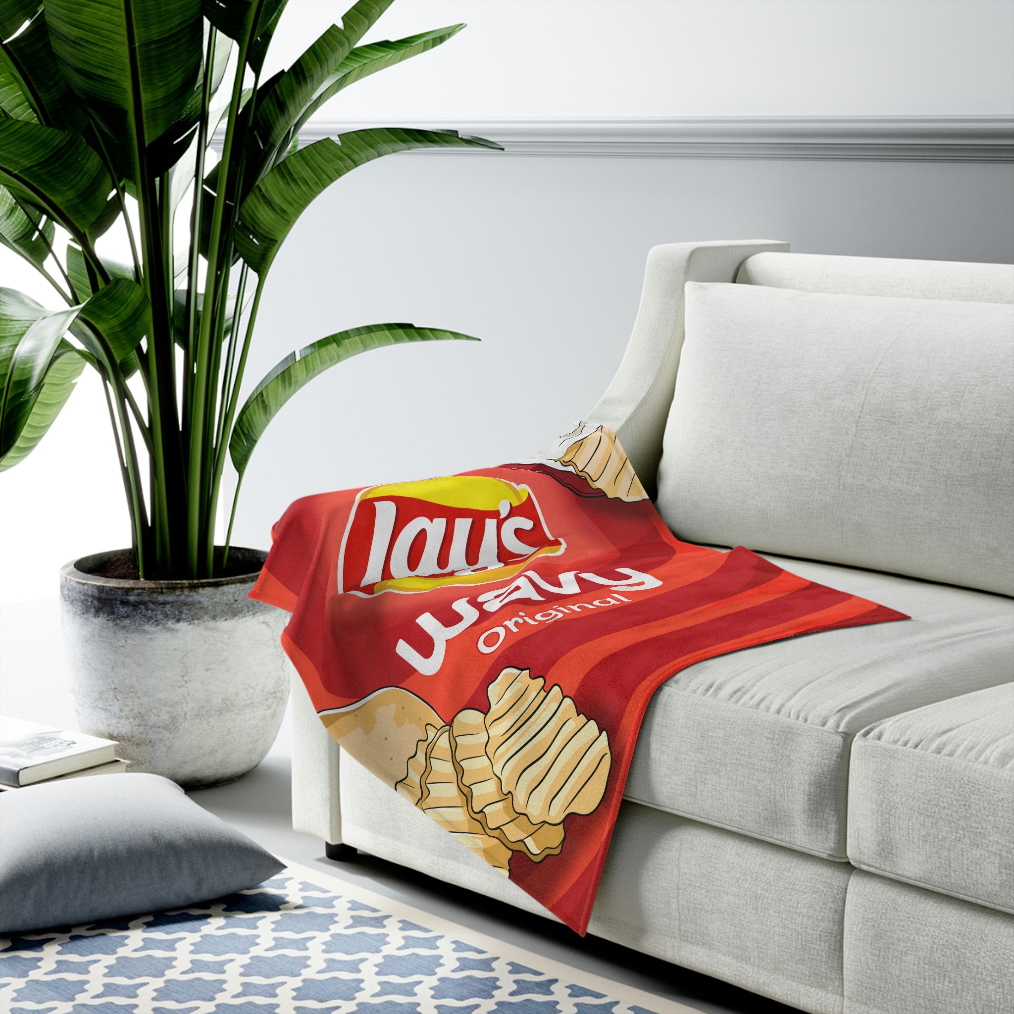 Wavy Lays Themed Velveteen Soft Blanket