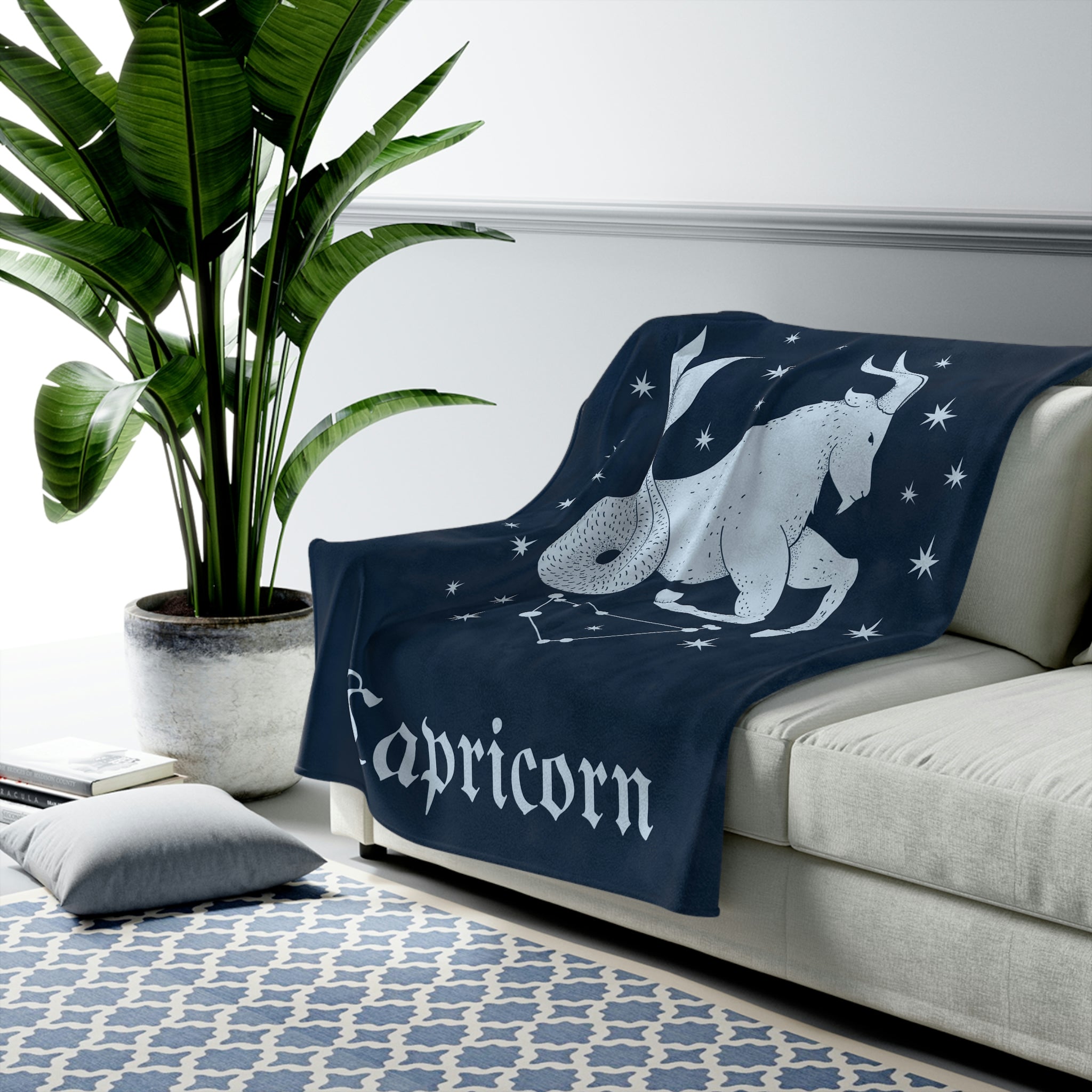 Capricorn Horoscope Themed Velveteen Soft Blanket