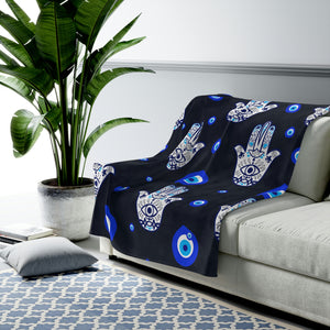 Evil Eye Mal De Ojo Themed Velveteen Soft Blanket