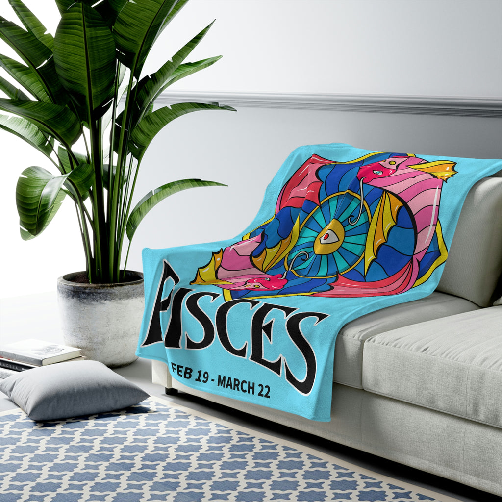 Pisces Horoscope Themed Velveteen Soft Blanket