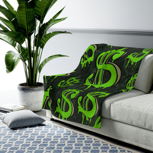 Money Symbol Themed Velveteen Soft Blanket