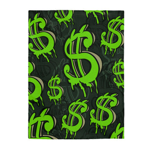 Money Symbol Themed Velveteen Soft Blanket