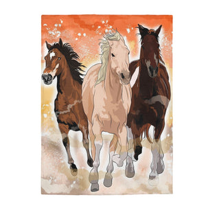 Horses Themed Velveteen Soft Blanket