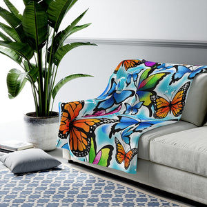 Butterflies Themed Velveteen Soft Blanket